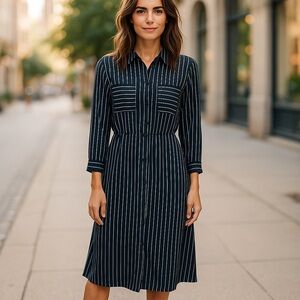 Who What Wear Black & White Striped Maxi Dress – Women’s Small